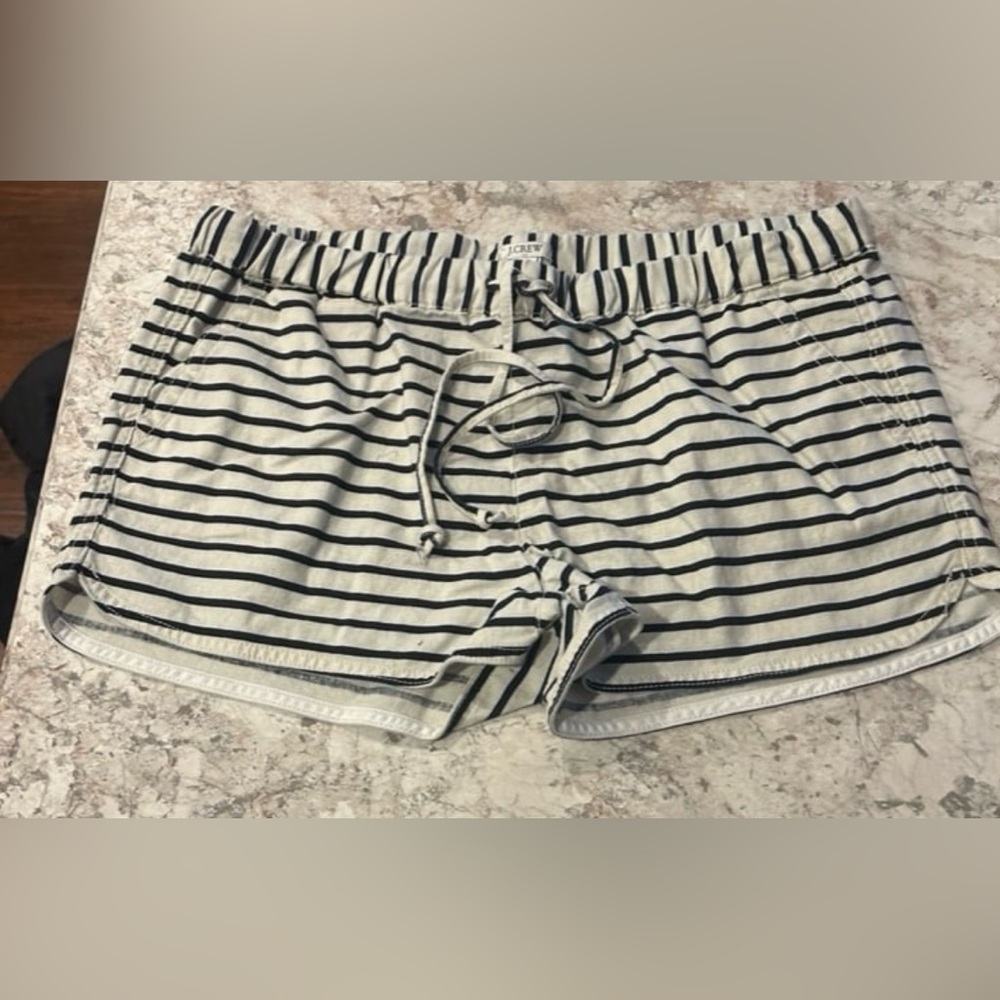 J.CREW Factory Linen Shorts Size Medium Tie Waist Striped Women's Beachy